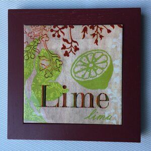 Lime Fruit Art Decorative Hot Plate Trivet Pot Holder Wooden Wall Hanging Decor